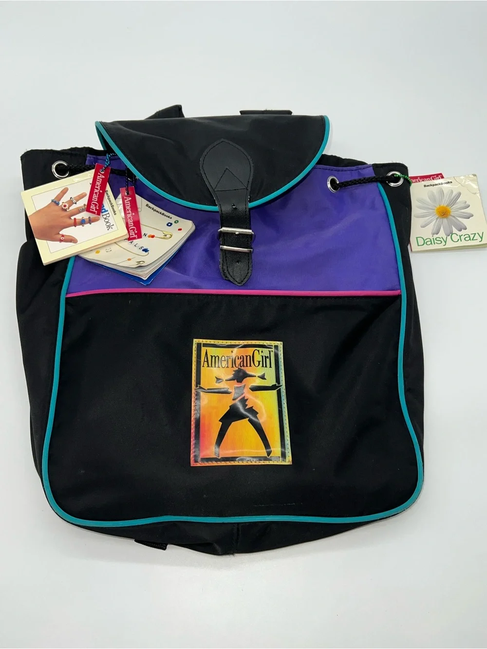 American Girl 90s Dress Like Your Dolls Backpack w/3 Backpack Books-Black/Multi